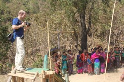 Tom Hofer from CO:OPERAID visiting village school
